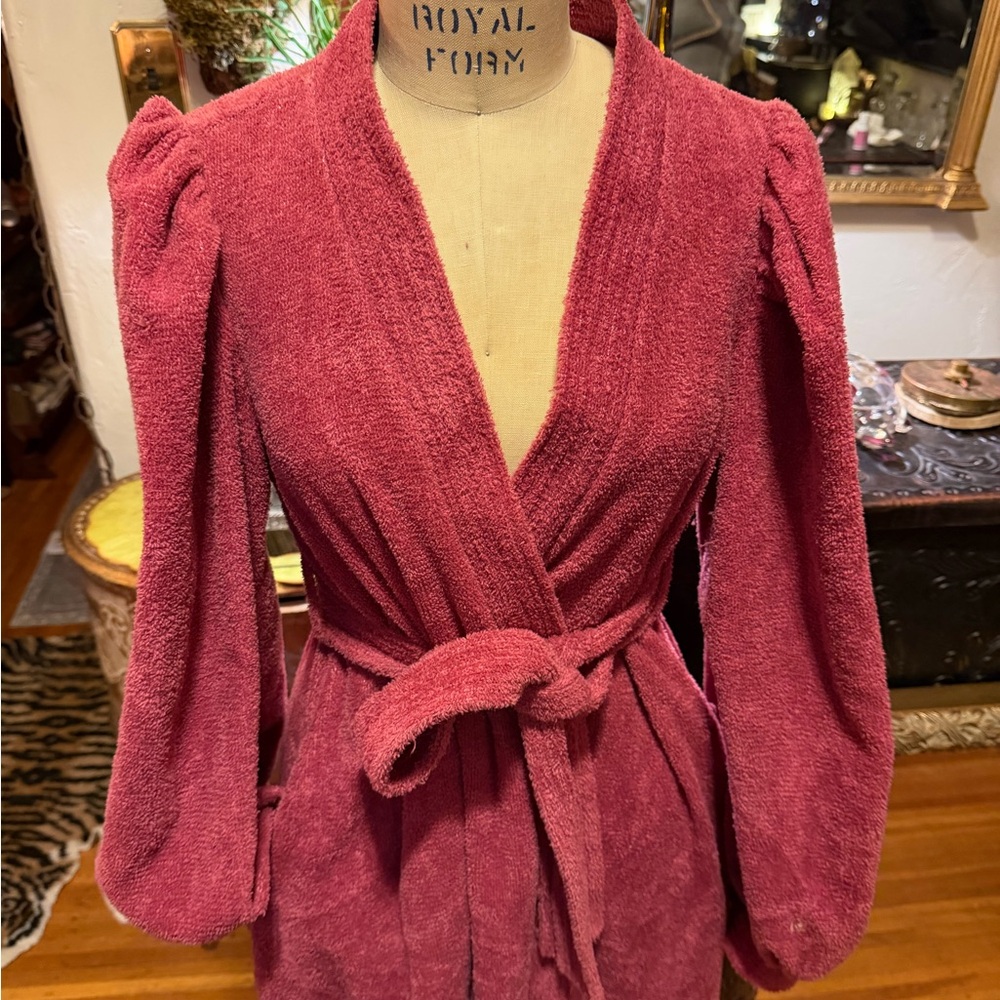 Pierre Cardin Pink Robe long , puffy  sleeves vintage size M/L